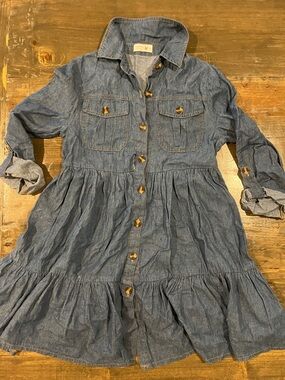 Beautees Chambray Button-Front Shirt in Blue